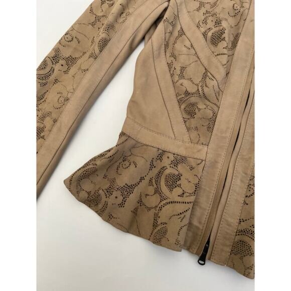 Vintage Vera Pelle Womens 8 Jacket Antica Pelleria Real Italian Leather Silk - Picture 13 of 16